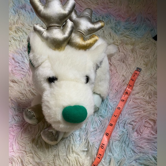 RARE vintage 80s/90s green and off white reindeer plush - Picture 6 of 8